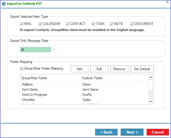 Use Item Type and Message Date filters