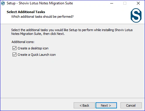 Check or uncheck the additional tasks