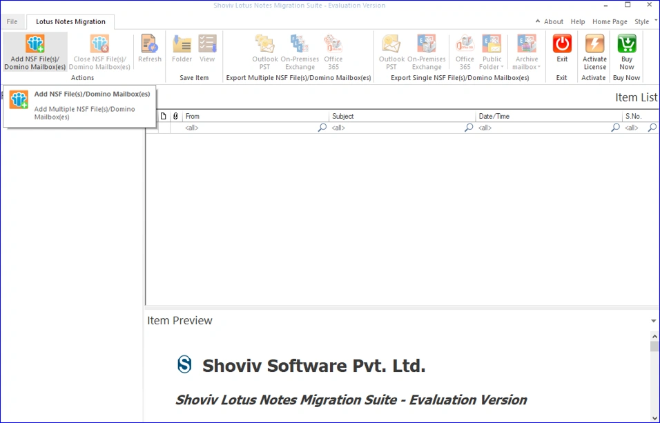 Open the Shoviv Lotus Notes Migration Suite