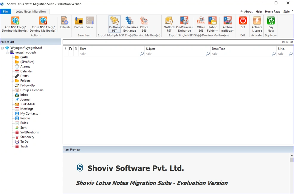 Click the Outlook PST option