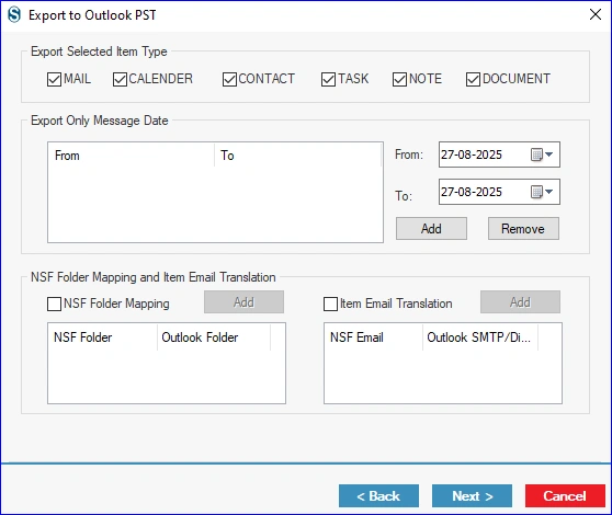Use the Item Type and Message Date filter criteria