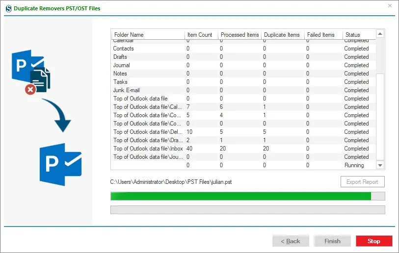 Duplicate Remover Process Status