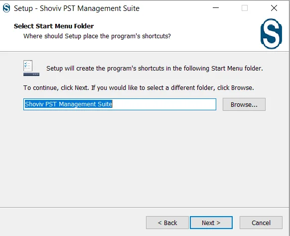 Setup will create the program's shortcut