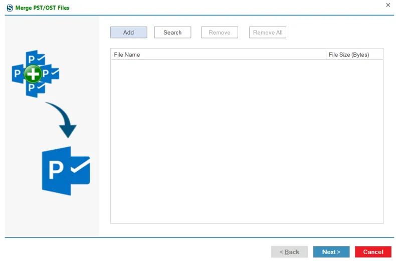 Merge PST OST Files Window