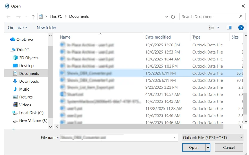 Add PST OST Files