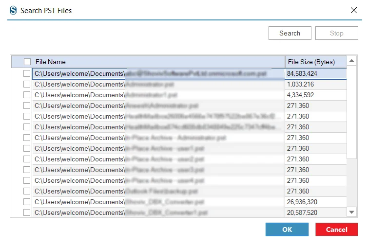 Select PST OST Files