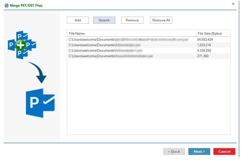 Selected PST OST Files