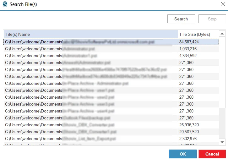 Select PST OST Files