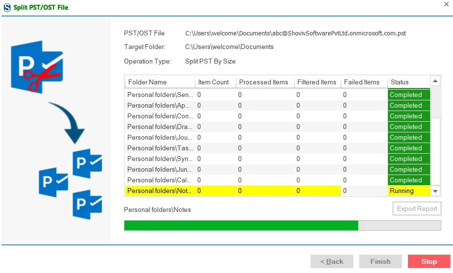 PST Split Process Status