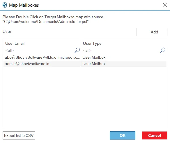 Get connection details and the target mailbox type