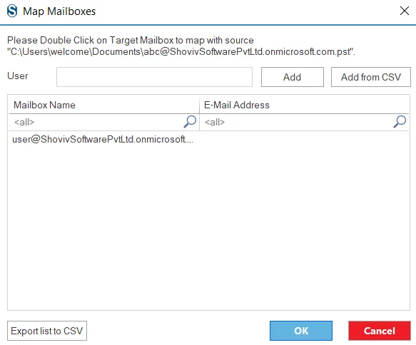 Map the source mailbox to the target mailbox