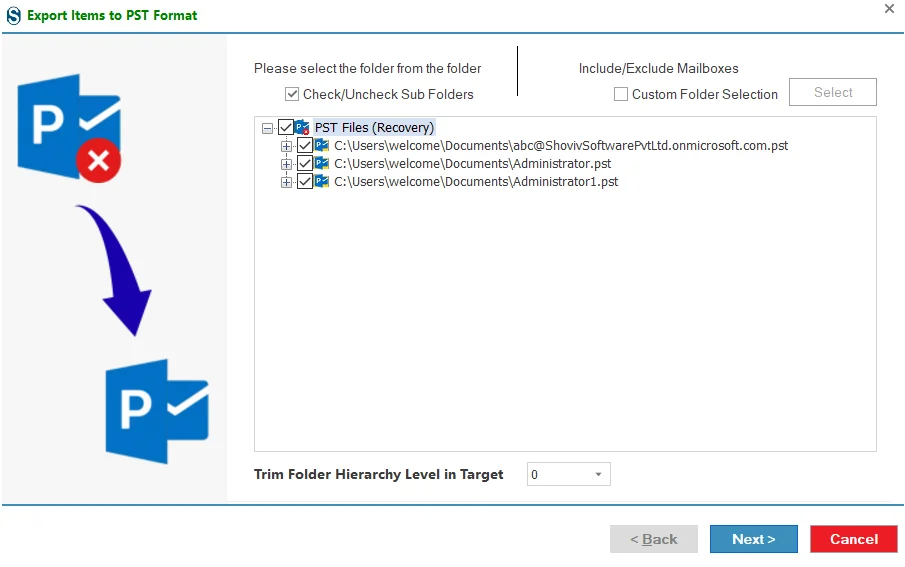 Check or Uncheck sub-folder