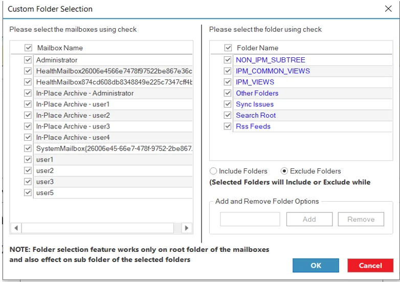 Include/Exclude Folders