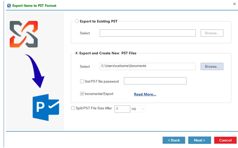Export on Existing PST