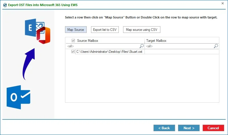 Get connection details and the target mailbox type