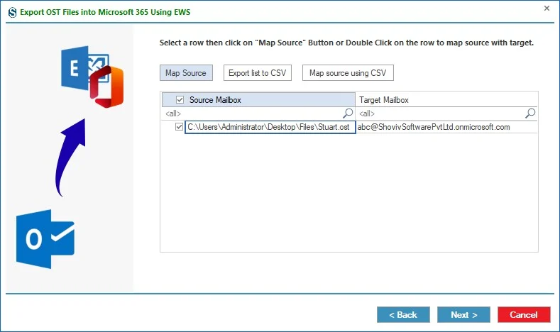Get connection details and the target mailbox type