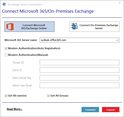 Select Office 365/Exchange Online as the target