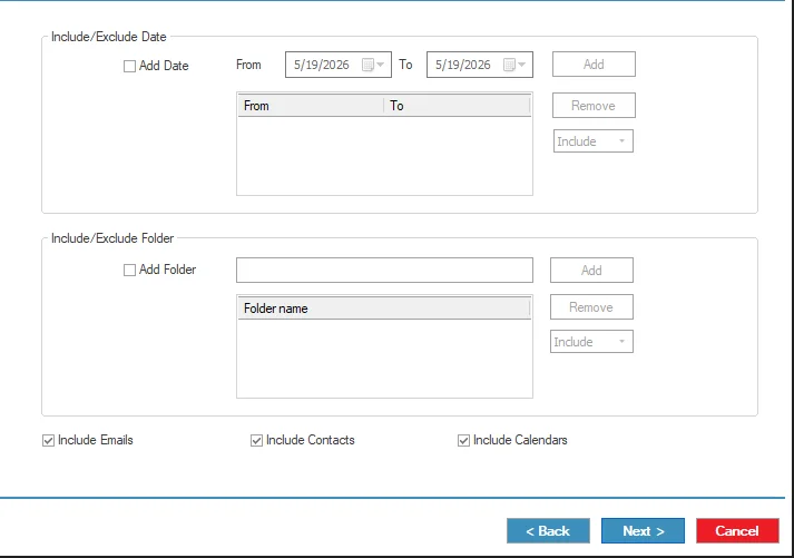 include and exclude date