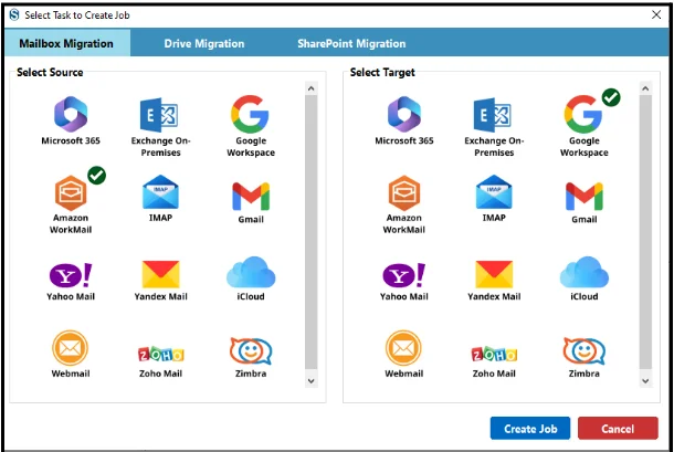 select task for create job