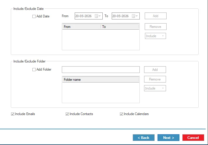 include and exclude date
