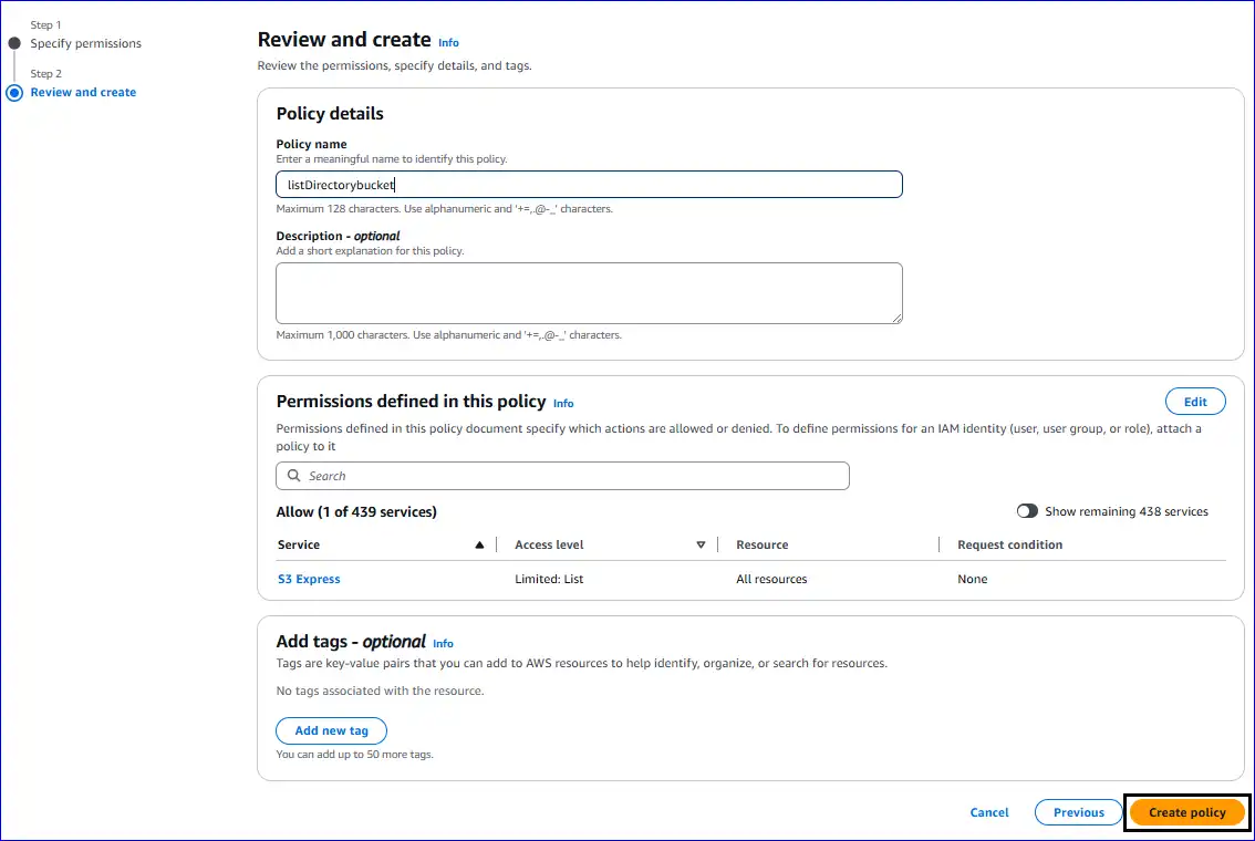amazon s3 connection steps
