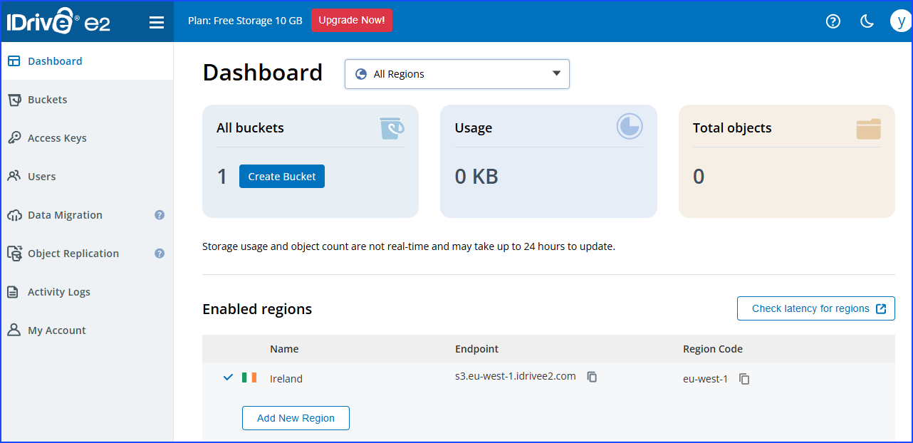 log in to your IDrive e2 account