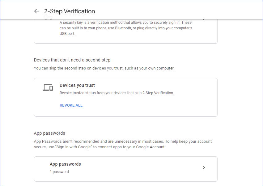 app password for IMAP