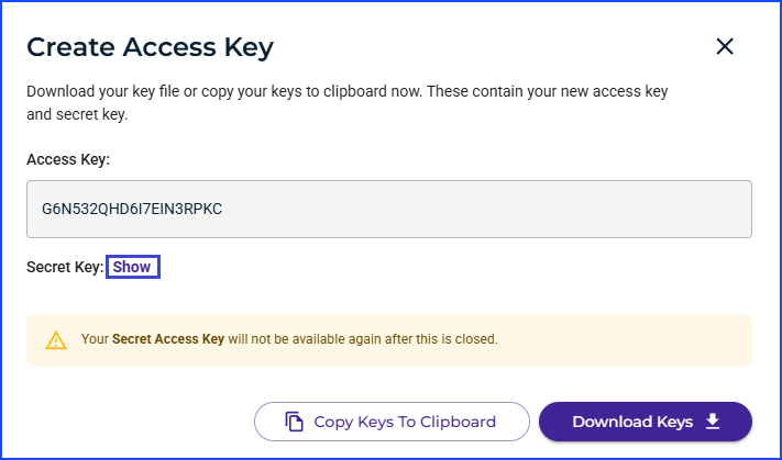 Access Key Created