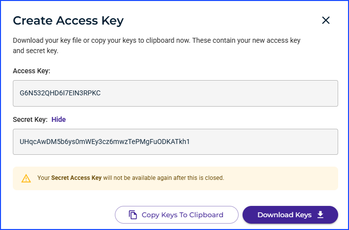 Access Key Created