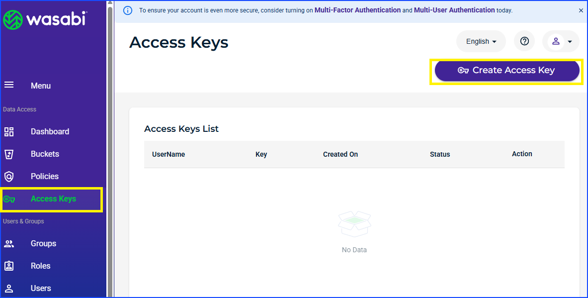 Create Access Keys
