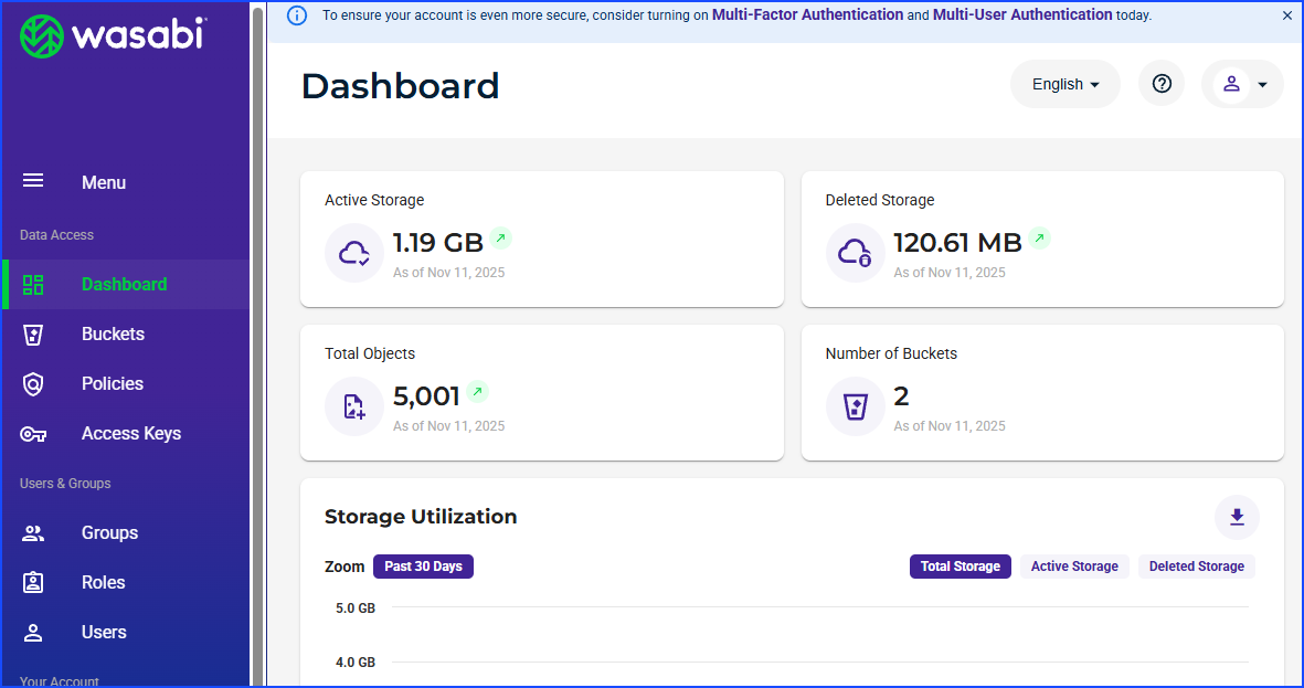 log in to your Wasabi account