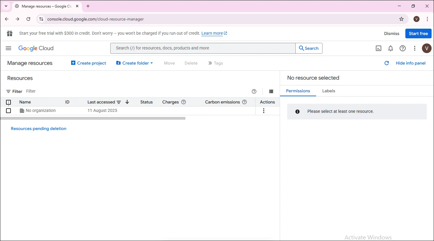 Click on create project