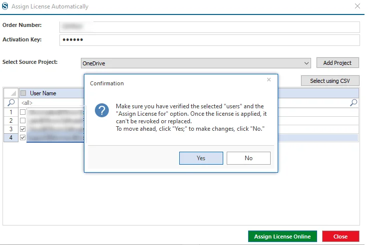 Confirmation dialog