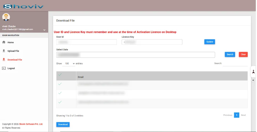 Download license file